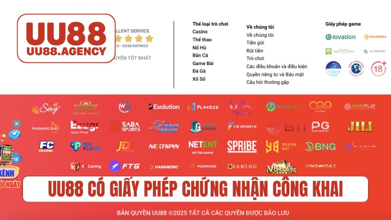 UU88 có giấy phép chứng nhận công khai